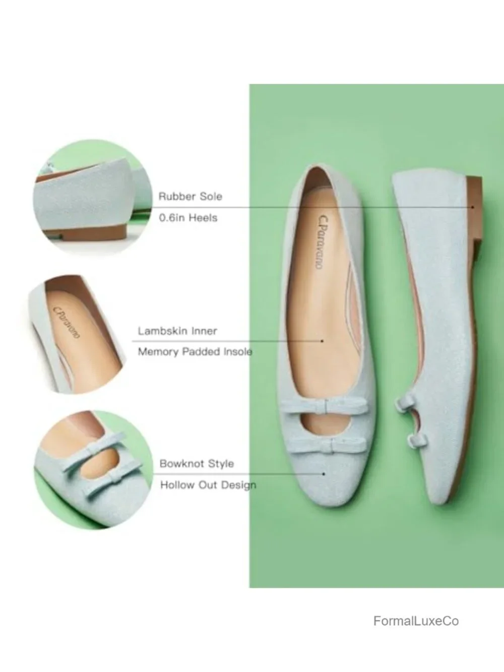 Lambskin Leather Ballet Flats with Memory Foam Cushioning - Slip-on Round Toe